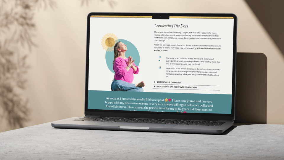 Align Yoga & Strength website shown on a laptop