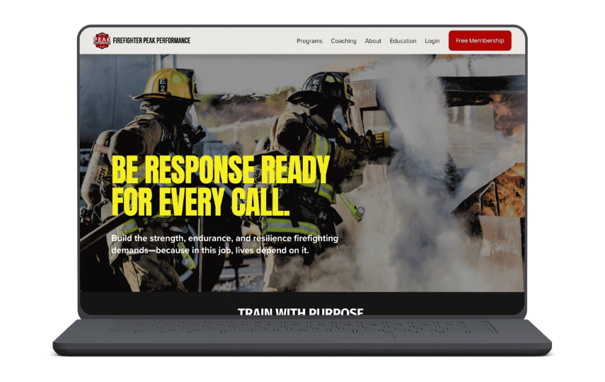 Firefighter Peak Performance website after the redesign