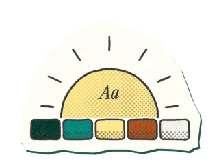 Small halftone sunrise sticker marking a Brand in a Day project